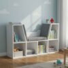 HOMCOM Bookcase Storage Shelf with Cushioned Reading Seat