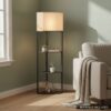 HOMCOM Corner Floor Lamp with Shelves