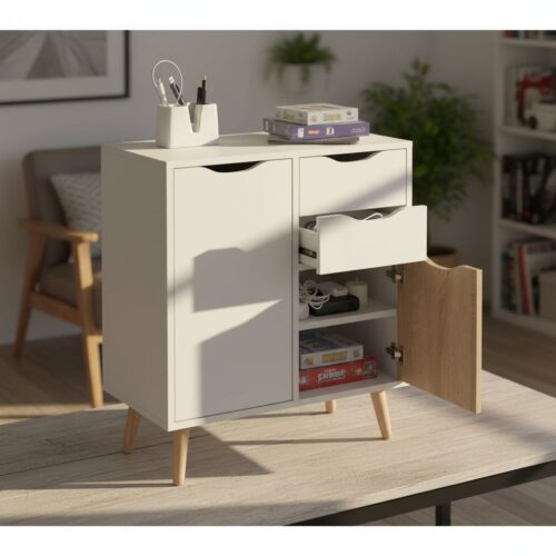 HOMCOM Sideboard Floor Cabinet Storage Cupboard with Drawer