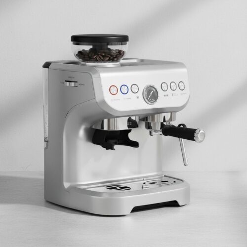 Overview of HOMCOM Espresso Machine with Integrated Bean Grinder & Steam Wand HOMCOM Espresso Machine With Integrated Bean Grinder & Steam Wand