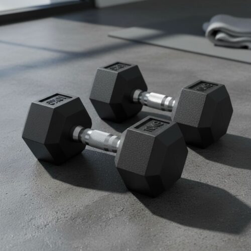 HOMCOM Rubber Hex Dumbbell Set