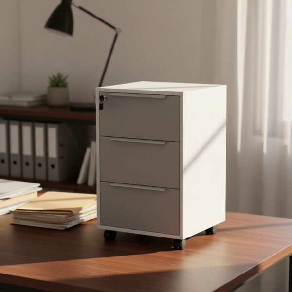 HOMCOM 3-Drawer Lockable Filing Cabinet