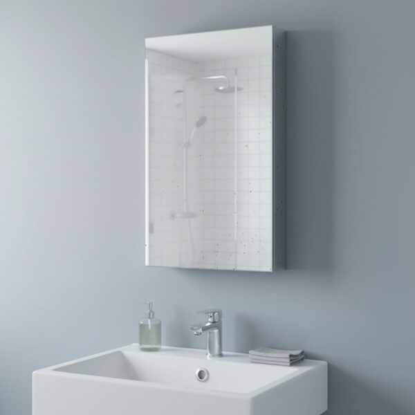 HOMCOM Stainless Steel Wall Mounted Bathroom Corner Mirror Storage Cabinet Single Door 300mm (W)