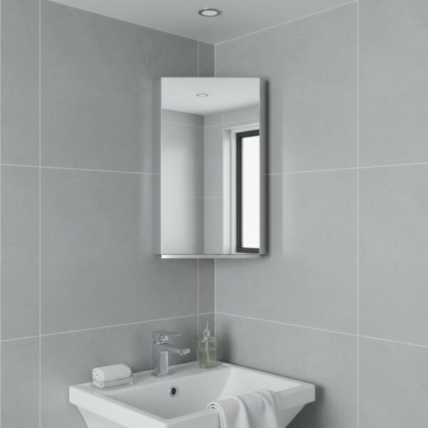 HOMCOM Stainless Steel Wall Mounted Bathroom Corner Mirror Storage Cabinet Single Door 300mm (W)