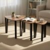 HOMCOM 3 PCs MDF Steel Nesting Table Coffee Table