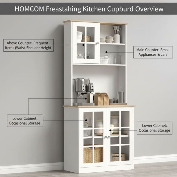 HOMCOM Freestanding Kitchen Cupboard