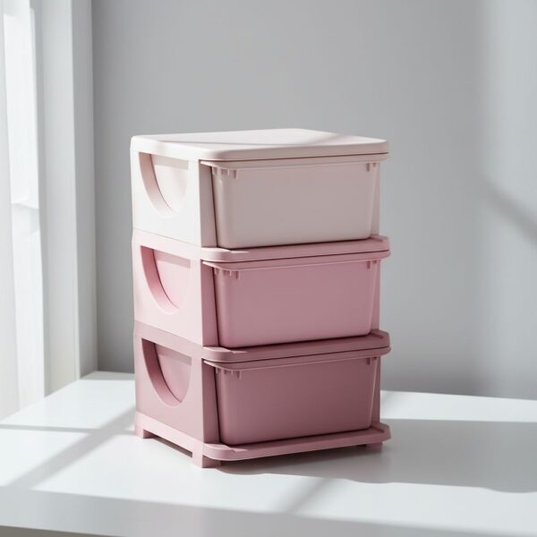 HOMCOM Kids Storage Units with 3 Drawers 3 Tier Chest Vertical Dresser Tower Toy Organiser for Nursery Playroom Kindergarten Pink