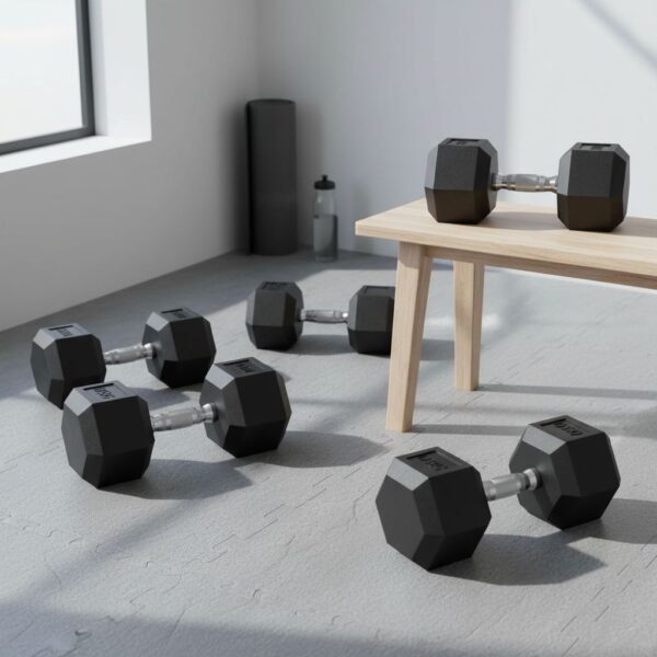 HOMCOM 12.5KG/15KG/17.5KG/20KG/2x15KG/2x17.5KG/2x12.5kg/2x20kg Rubber Hex Dumbbell