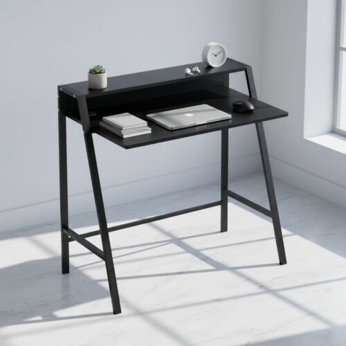 HOMCOM Writing Desk Computer Table Home Office PC Laptop Workstation Storage Shelf 84L x 45W cm Black