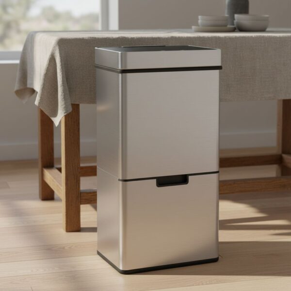 HOMCOM 72L Recycling Sensor Bin Stainless Steel 3 Compartments