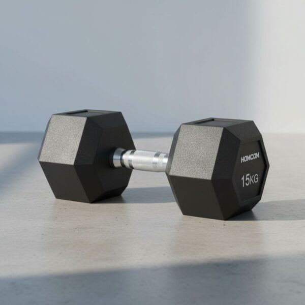HOMCOM 12.5KG/15KG/17.5KG/20KG/2x15KG/2x17.5KG/2x12.5kg/2x20kg Rubber Hex Dumbbell