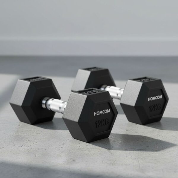 HOMCOM Rubber Hex Dumbbell Set