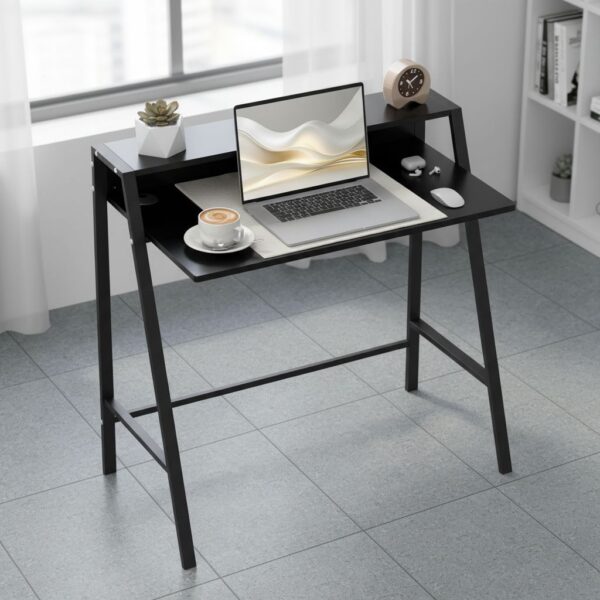 HOMCOM Writing Desk Computer Table Home Office PC Laptop Workstation Storage Shelf 84L x 45W cm Black