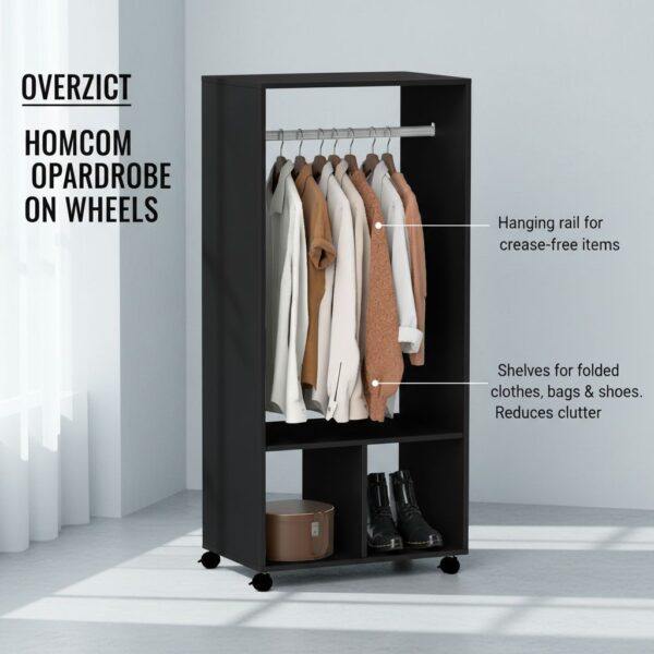 HOMCOM Open Wardrobe on Wheels