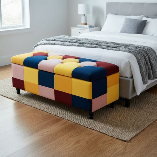 HOMCOM 114 x 47 x 47cm Velvet Storage Ottoman