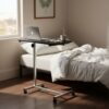 HOMCOM Height Adjustable Over Bed Table with Wheels