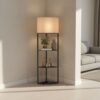 HOMCOM Corner Floor Lamp With Shelves