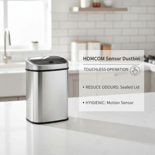 HOMCOM Stainless Steel Kitchen Sensor Dustbin Automatic Touchless Rubbish Garbage Waste Bin