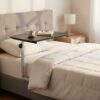 HOMCOM Height Adjustable Over Bed Table with Wheels