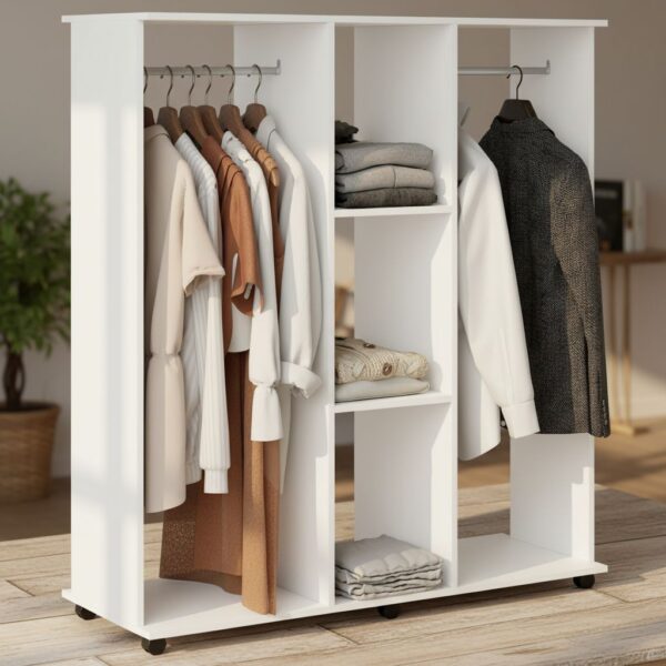 HOMCOM Double Open Wardrobe On Wheels