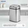 HOMCOM 50L Sensor Bin With Soft-Close Lid