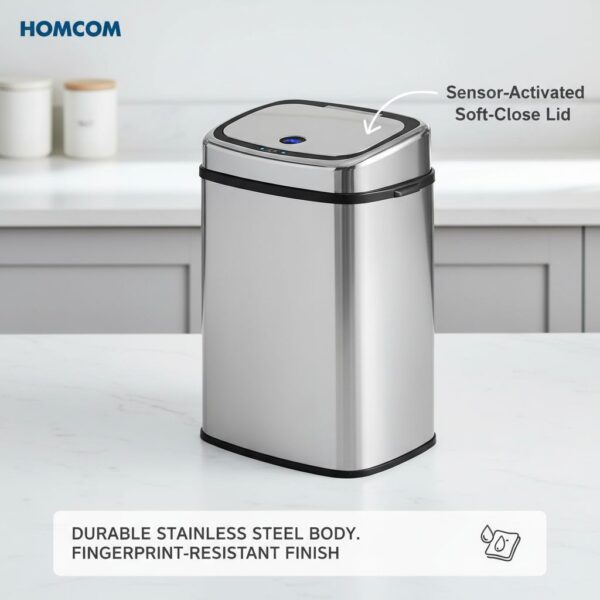 HOMCOM 50L Sensor Bin With Soft-Close Lid