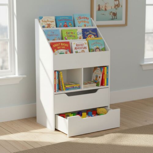 HOMCOM Kids Bookshelf With Storage Drawer