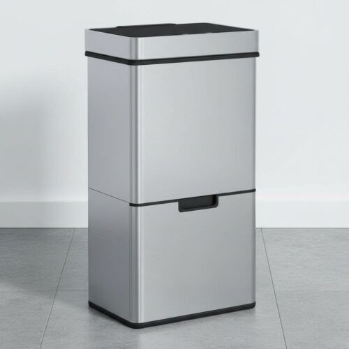 HOMCOM 72L Recycling Sensor Bin Stainless Steel 3 Compartments