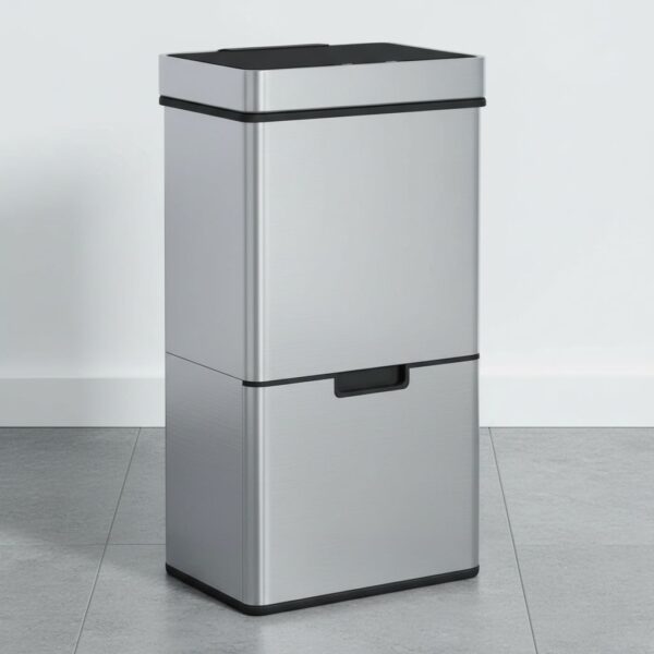 HOMCOM 72L Recycling Sensor Bin Stainless Steel 3 Compartments