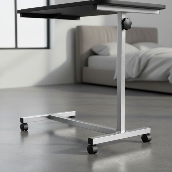 HOMCOM Height Adjustable Over Bed Table with Wheels