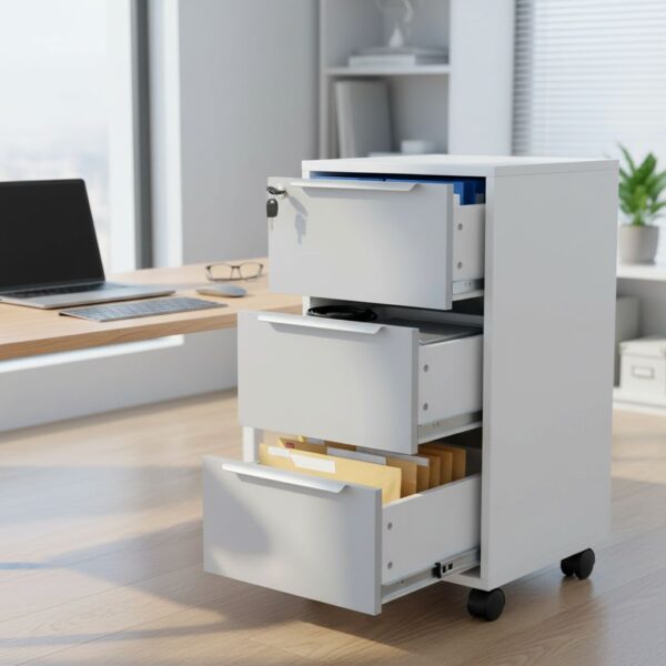 HOMCOM 3-Drawer Lockable Filing Cabinet