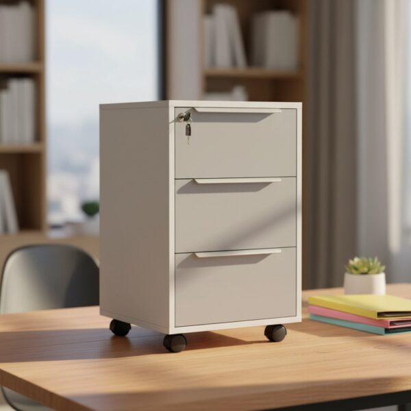HOMCOM 3-Drawer Lockable Filing Cabinet